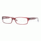 Ray-Ban Eyeglasses RX5114 with No-Line Progressive Rx Prescription Lenses 5112-5416 - Dark Red Transparent Frame, Demo Lens Lenses