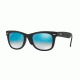 Ray-Ban Folding Wayfarer Sunglasses RB4105 60694O-50 - Matte Black Frame, Mirror Gradient Blue Lenses