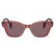 Ray-Ban RB0880SF Sunglasses, Transparent Pink Frame, Dark Violet Polarized Lens, Asian Fit, 53, RB0880SF-6639AF-53