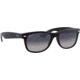 Ray-Ban RB2132 New Wayfarer Sunglasses, Matte Black Frame, Polarized Blue Gradient Gray Lenses, 601S78-5218