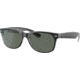 Ray-Ban RB2132 New Wayfarer Sunglasses, Top Black On Trasparent Frame, Green Polar Lenses, 605258-55