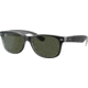 Ray-Ban RB2132 New Wayfarer Sunglasses, Top Brushed Gunmetal On Trasp Frame, Green Lenses, 6052-52