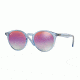 Ray-Ban RB2180F Sunglasses 6278A9-49 - Shiny Light Blue Frame, Green Mirror Lillac Gradient V Lenses
