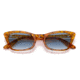 Ray-Ban RB2299 Lady Burbank Sunglasses - Womens, Amber Tortoise Frame, Clear Gradient Blue Lens, 55, RB2299-13423F-55