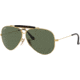 Ray-Ban RB3138 Shooter Sunglasses, Gold Frame, Dark Green Lenses, RB3138 181-62