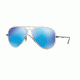Ray-Ban RB4211 Sunglasses 646/55-56 - Matte Trasparent Frame, Green Mirror Blue Lenses
