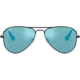 Ray-Ban RJ9506S Junior Aviator Sunglasses - Kid's, Matte Black Frame, Blue Mirror Lenses, 201/55-50