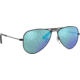 Ray-Ban RJ9506S Junior Aviator Sunglasses - Kid's, Matte Black Frame, Blue Mirror Lenses, 201/55-50