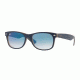 Ray-Ban New Wayfarer Prescription Sunglasses RB2132 RB2132-63083F-52 - Lens Diameter 52 mm, Frame Color Matte Blue On Opal Brown