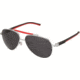 Tag Heuer 0881 Progressive Prescription Sunglasses, Palladium Frame - Black/Red Temples Frame, Grey Lens-0881-102PR