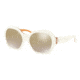 Tory Burch TY7120 Sunglasses 17326E-57 - Ivory / Orange Circular T Prin Frame, Gold Gradient Mirror Lenses