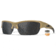 Wiley X WX Valor Sunglasses, Tan Frame, Grey/Clear/ Rust Lenses, Medium, CHVAL06T