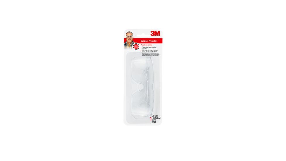3M Eyeglass Protector Safety Glasses,Clear Frame,Clear Lens,Ea 91111-00000