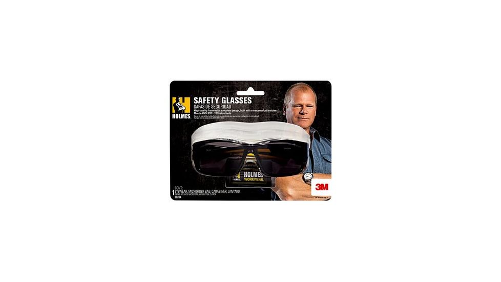 3M Holmes Workwear Safety Glasses,Black Frame w/Yellow Accented Temples,Dark Lens,4/cs 90204-80025H