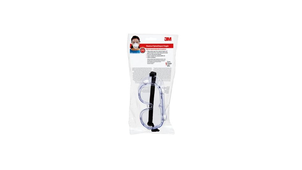 3M Tekk Protection Chemical Splash/Impact Resistant Safety Goggle,Clear Frame,Clear Lens,Ea 91252-80024