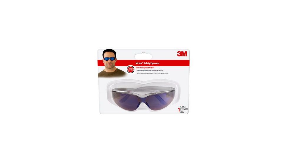 3M Virtua Safety Eyewear,Blue Frame,Blue Mirror Lens 90525-80025