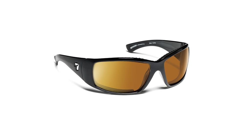 7 Eye Air Dam Taku Sunglasses,SharpView Polarized Copper Lens,Glossy Black Frame,M-XL 570554