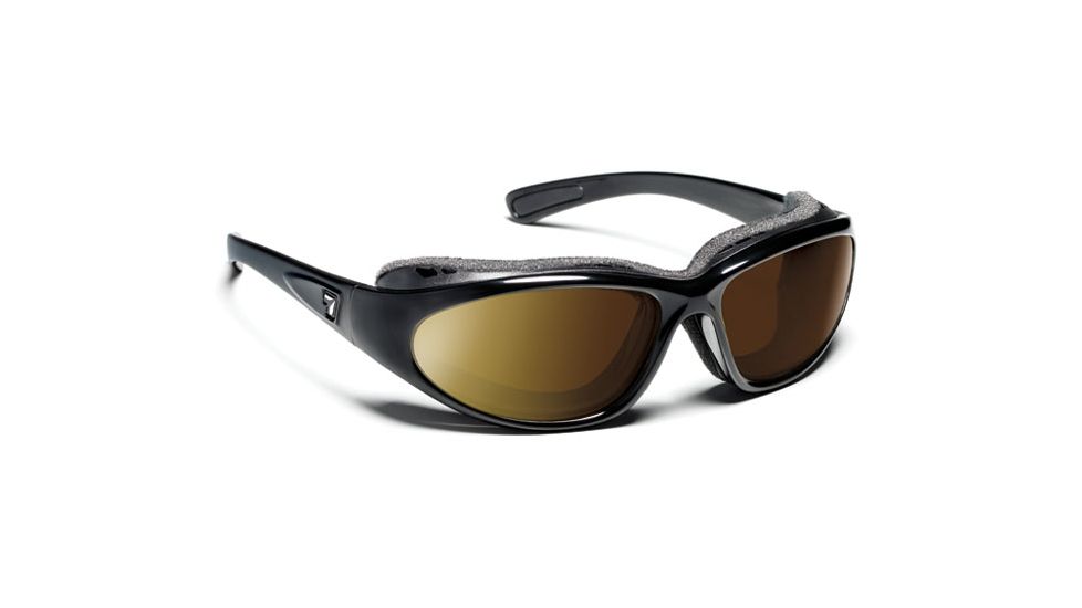7 Eye Air Shield Sunglasses Bora,SharpView Polarized Copper Lens,Glossy Black Frame,L-XL 140554