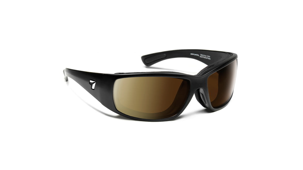 7 Eye Air Shield Taku Plus Sunglasses,SharpView Polarized Copper  Lens,Glossy Black Frame,S-L 270554