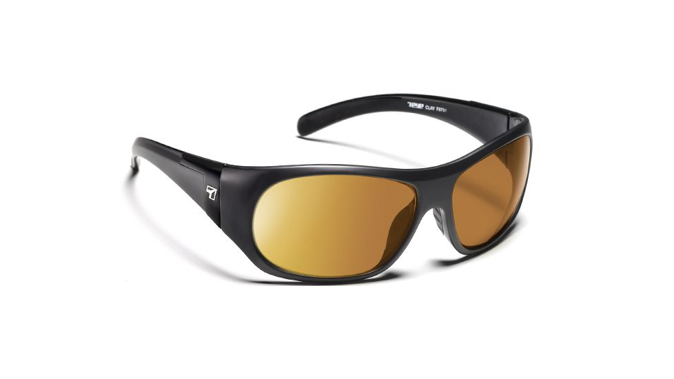 7-Eye Clay Active Lifestyle Sunglasses, Matte Black Frame, SharpView Copper, 870142