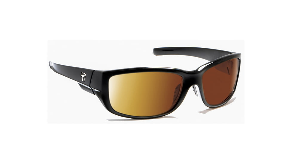 7 Eye Dillon Active Sunglasses,Glossy Black Frame,ColorAmp Copper Lens,S-L 860526