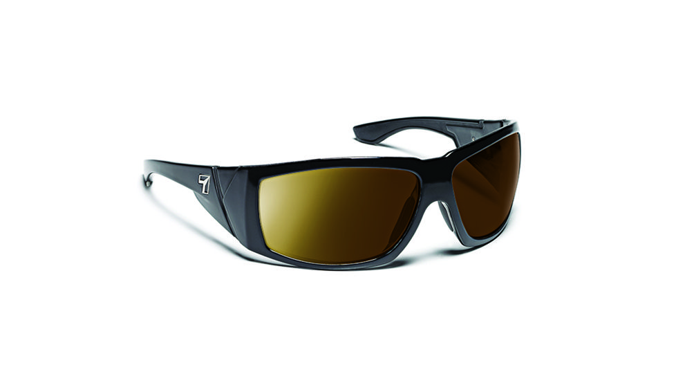 7 Eye Signature Series Jordan Sunglasses,SharpView Polarized Copper Lens,Glossy Black Frame,M-XL 900554