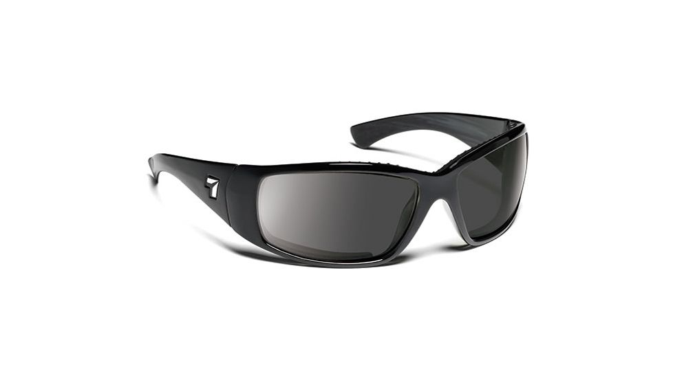 7 Eye 7eye Air Dam Sunglasses Taku, Sharp View Gray Polarized PC Lens, Glossy Black Frame, S-L , Men 570553