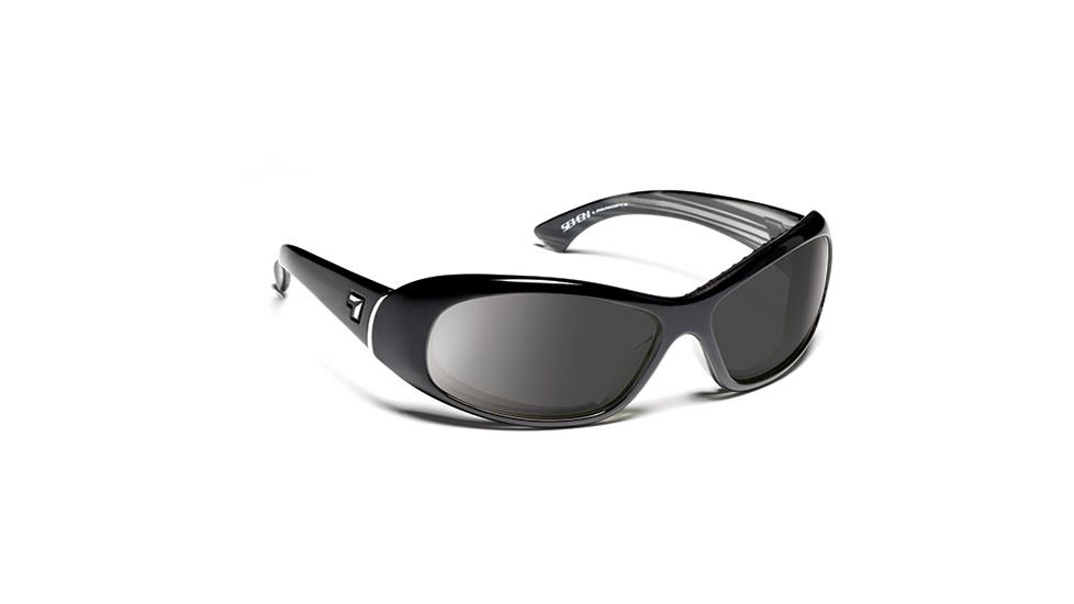 7 Eye 7eye Air Dam Sunglasses Zephyr, Sharp View Clear Lens, Glossy Black Frame, S-M , Women 560540