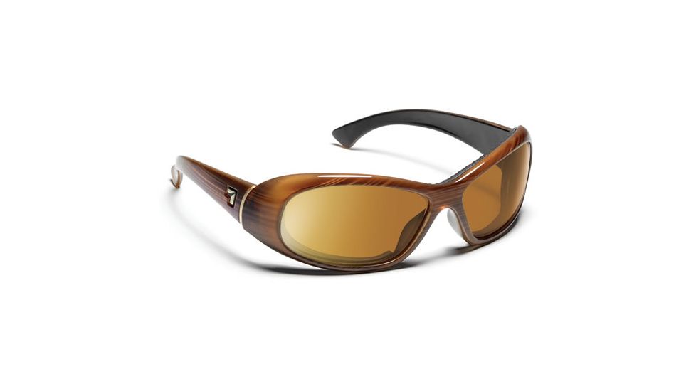 7 Eye 7eye Air Dam Sunglasses Zephyr, Sharp View Polarized PC Lens, Sandalwood Frame, S-M , Women 564153