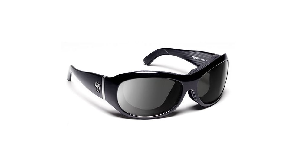 USED 7 Eye Air Shield Sunglasses Briza, Sharp View Clear PC Lens, Glossy Black Frame, S-M, Women 310540, EDEMO2