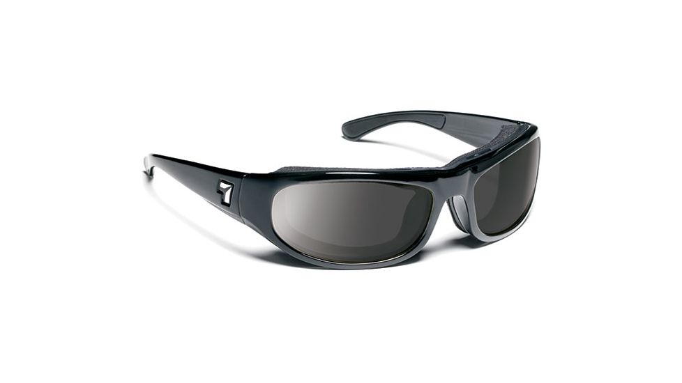 7 Eye 7eye Air Shield Sunglasses Whirlwind, Sharp View Gray Polarized PC Lens, Glossy Black Frame, L , Men 120553