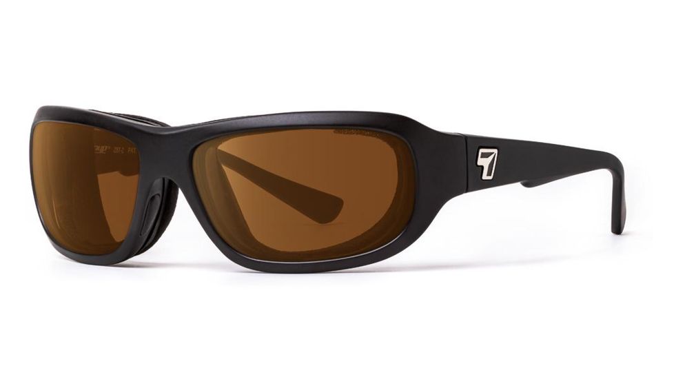 7Eye by Panoptix Airshield Aspen Sunglasses, RX Ready, Matte Black Frame, SharpView Copper Lens, S-M 330142