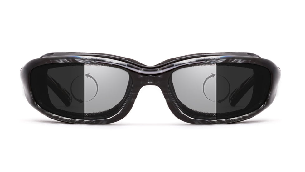 7Eye by Panoptix AirShield Sierra Sunglasses, RX Ready, Black Stripe Tortoise Frame, Photochromic Day/Night DARKshift Lens, S-L 346116