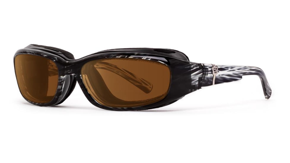 7Eye by Panoptix AirShield Sierra Sunglasses, RX Ready, Black Stripe Tortoise Frame, SharpView Copper Lens, S-L 346142