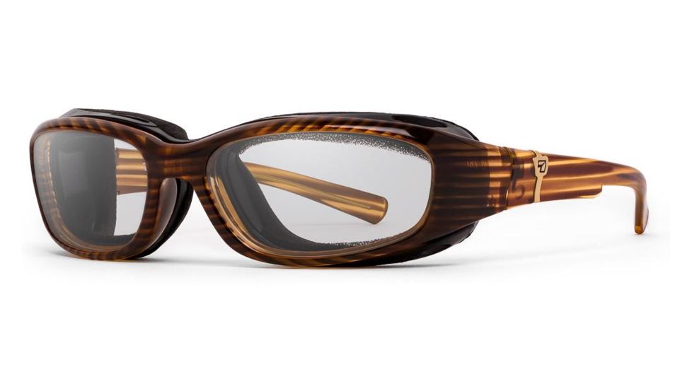 7Eye by Panoptix AirShield Sierra Sunglasses, RX Ready, Brown Stripe Tortoise Frame, SharpView Clear Lens, S-L 346240