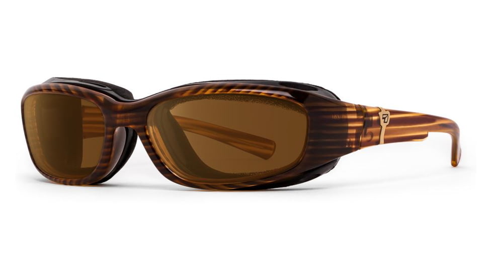7Eye by Panoptix AirShield Sierra Sunglasses, RX Ready, Brown Stripe Tortoise Frame, SharpView Polarized Copper Lens, S-L 346254