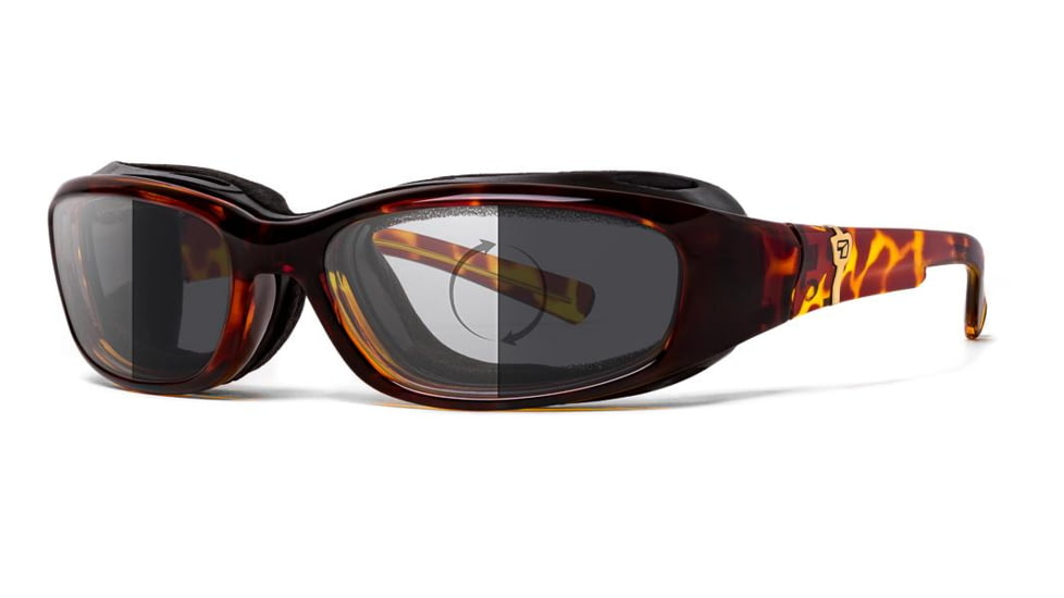 7Eye by Panoptix AirShield Sierra Sunglasses, RX Ready, Light Tortoise Frame, Photochromic Day/Night Eclypse Lens, S-L 346017