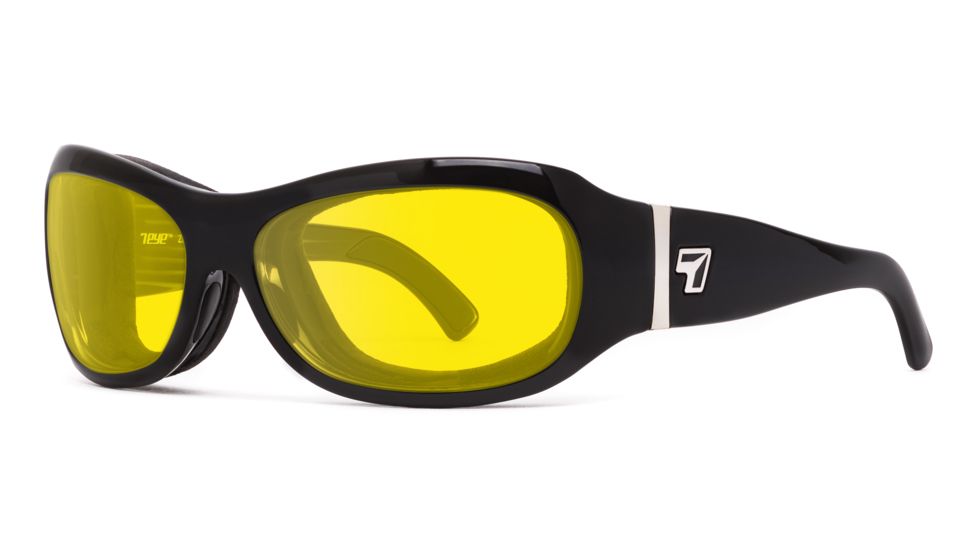 7Eye by Panoptix Briza AirShield RX Ready Sunglasses, Glossy Black Frame, SharpView Solar Yellow Lens, M-L, 310543