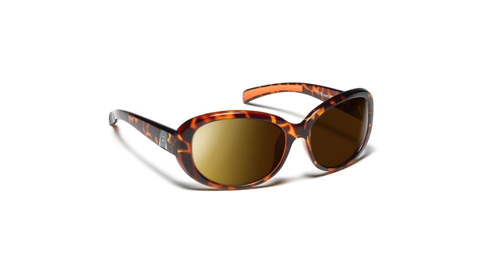 7 Eye 7eye Active Lifestyle Sunglasses Lindsay, Polarized SharpView Copper PC Lens, Light Tortoise Frame, S-M , Women 896054