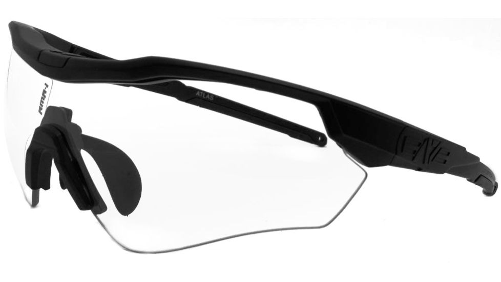 A7 Defense Atlas Eye Protection System Safety Glasses, Clear Lens, Black Frame, A7ATLASC