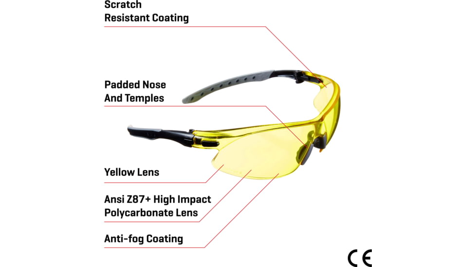 Allen Keen Shooting Safety Glasses, Black/Gray Frame, Yellow Lenses, One Size, 2377