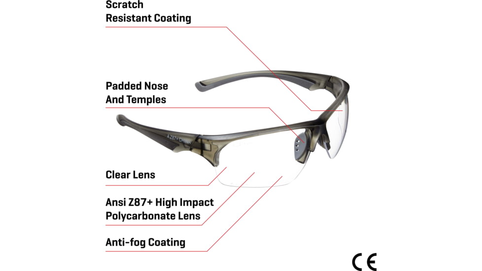 Allen Outlook Shooting Safety Glasses, Smoke Frame, Clear Lenses, One Size, 2383