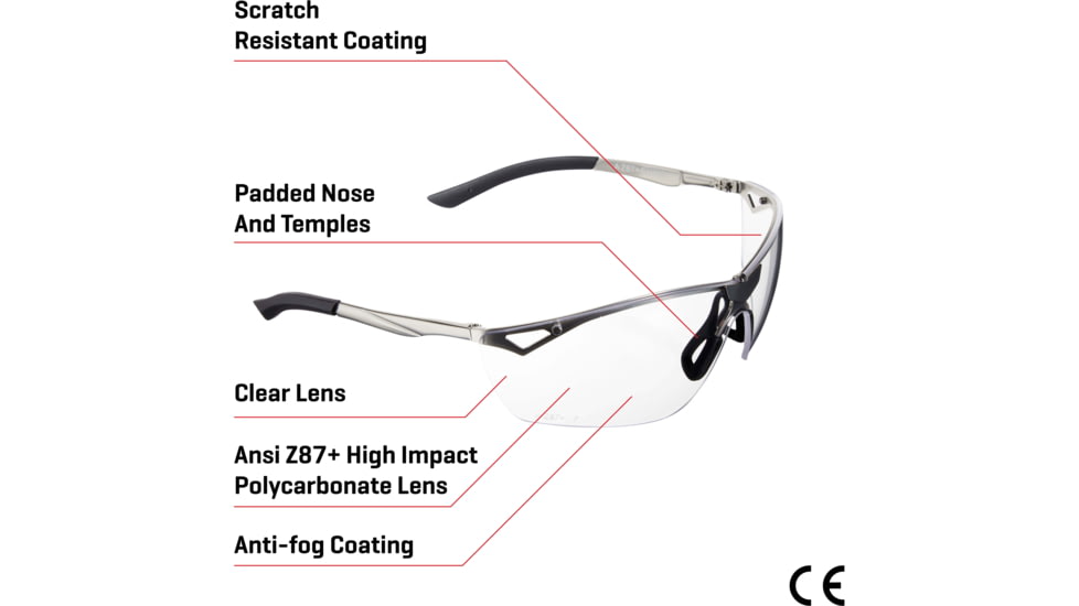 Allen Trigger Shooting Safety Glasses, Metal Frame, Clear Lenses, One Size, 2368