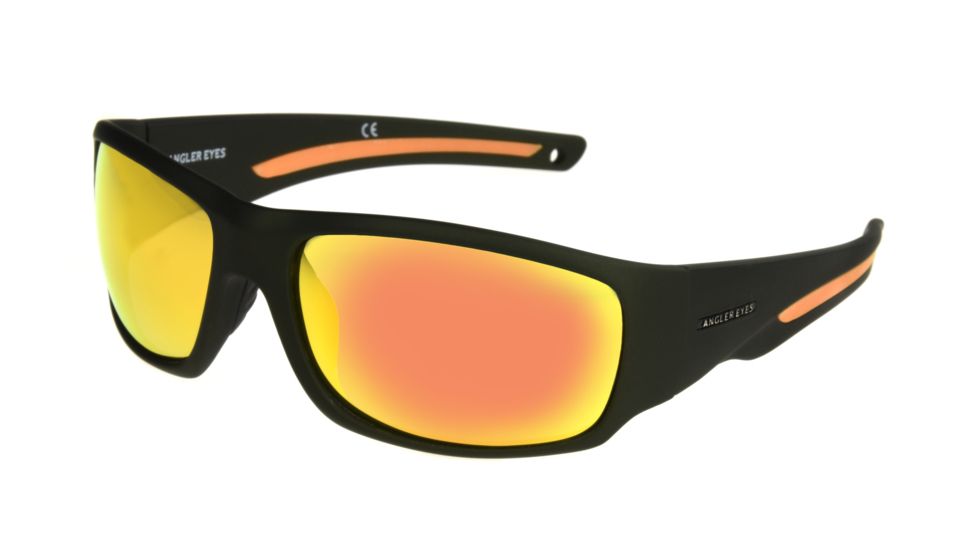 Angler Eyes AEP 1802 Sunglasses, Rubberized Utility Green Frame, Smoke with Orange Mirror Polarized Lenses, 10242552.FGX
