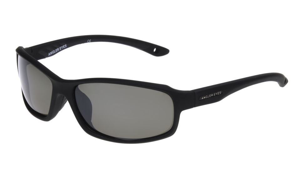 Angler Eyes AEP 1803 Sunglasses, Rubberized Black Frame, Smoke with Silver Flash Mirror Polarized Lenses, 10242553.FGX
