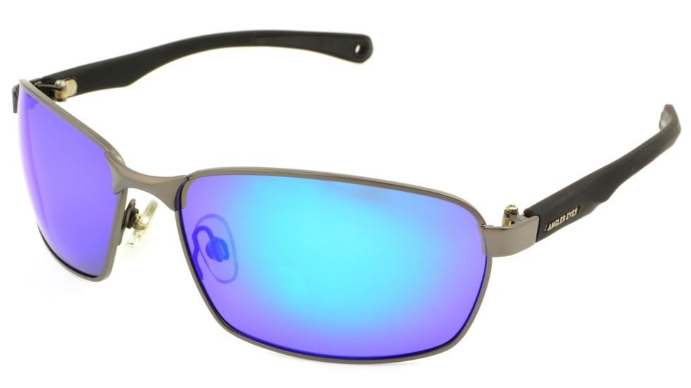 Angler Eyes Arapaima Sunglasses, Matte Dark Gun Frame, Smoke Polarized with Blue Mirror Flash Lens, Polarized, 10225836.FGX