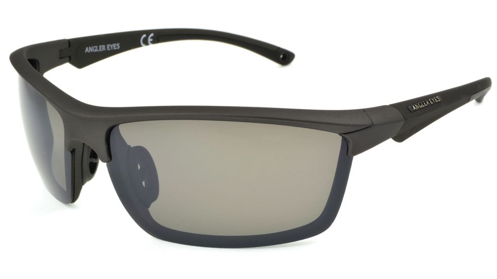 Angler Eyes Mackerel Sunglasses, Shiny Grey Frame, Smoke Polarized Lens, Polarized, 10222145.FGX