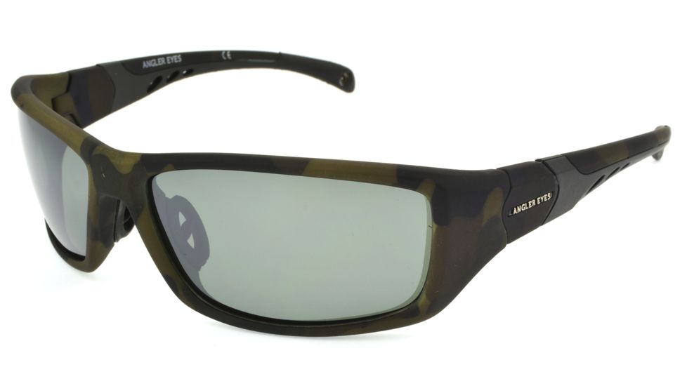 Angler Eyes Sockeye Sunglasses, Green Camo Frame, Smoke Polarized Lens, Polarized, 10222139.FGX