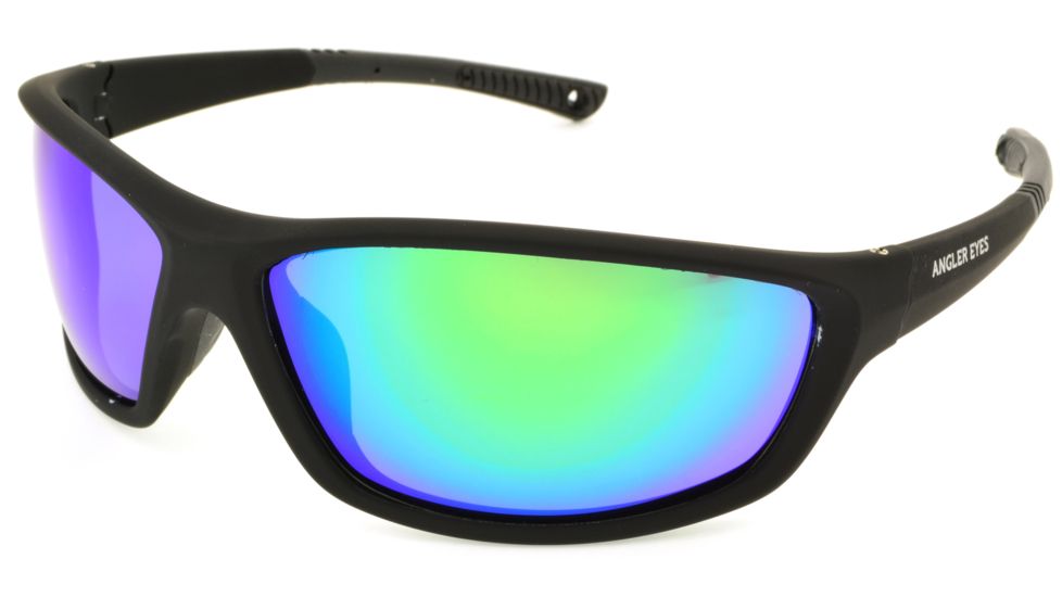 Angler Eyes Tarpon Sunglasses, Rubberized Black Frame, Smoke Polarized with Green Mirror Flash Lens, Polarized, 10225847.FGX