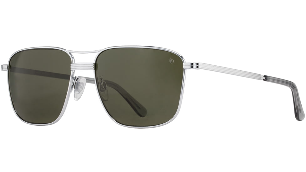 AO Airman Sunglasses - Mens, Silver, Calobar Green AOLite Nylon Lenses, Silver / Calobar Green Lens, 56-15-145, AIR356STSMGNN